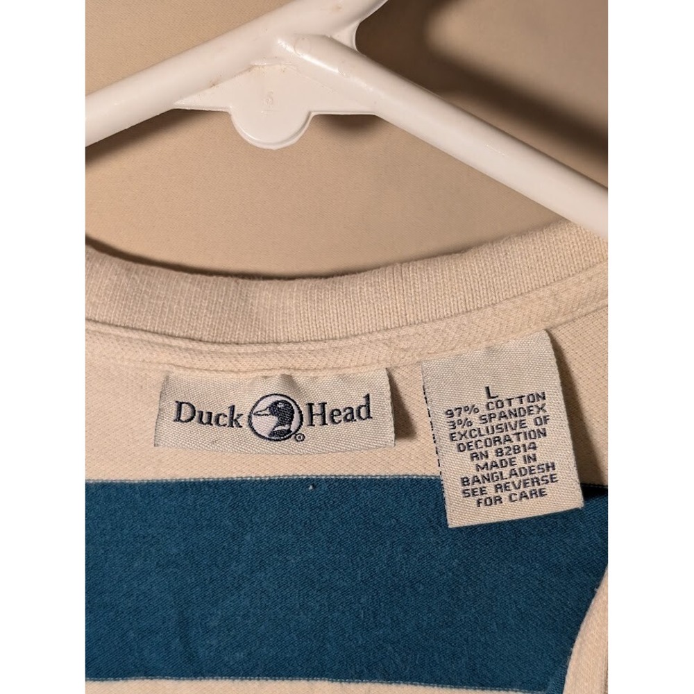 Duck Head Sleeveless Polo Shirt Blue‎ White Striped Women's Large - Picture 3 of 3
